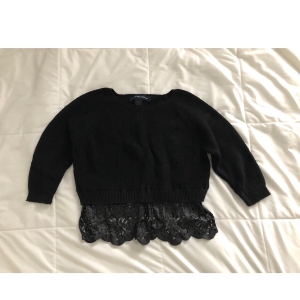 FRENCH CONNECTION SWEATER WITH LACE TRIM